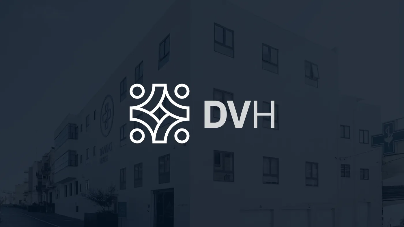 DaVinci Health logo over the hospital building in Birkirkara