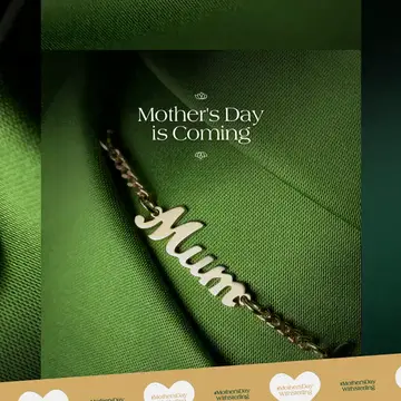 Sterling Jewellers Mother's Day ad: a gold Mum necklace.